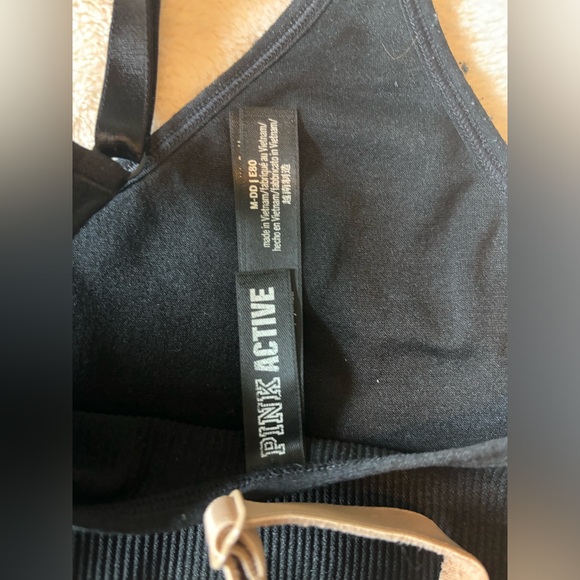 Pink Active sports bra pack of 2, black and tan color, size M-DD - Picture 3 of 6